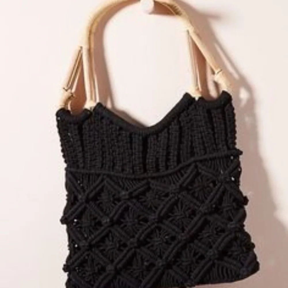 NWOT Anthropologie Black Macreme  Amara Bag